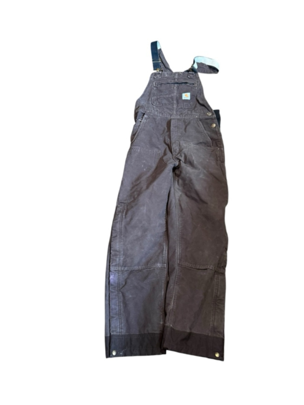 Men's Carhartt Overalls Waist 34 Brown Black Insulated - Picture 11 of 12